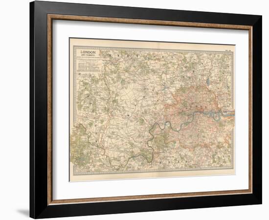 Plate 10. Map of London and Vicinity. England-Encyclopaedia Britannica-Framed Art Print