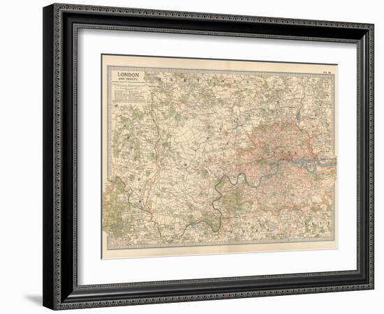 Plate 10. Map of London and Vicinity. England-Encyclopaedia Britannica-Framed Art Print