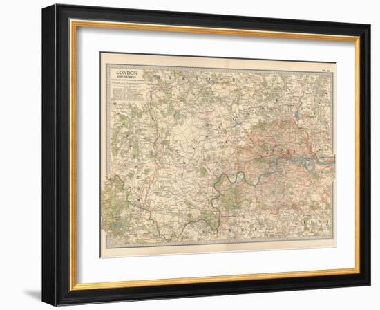 Plate 10. Map of London and Vicinity. England-Encyclopaedia Britannica-Framed Art Print