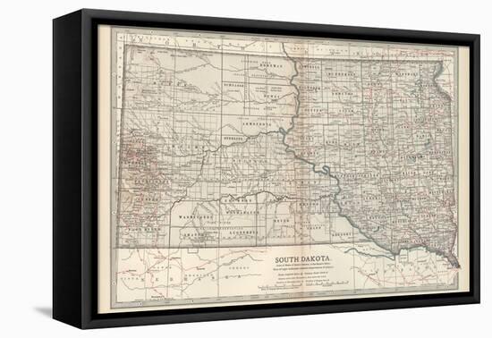 Plate 100. Map of South Dakota. United States-Encyclopaedia Britannica-Framed Stretched Canvas