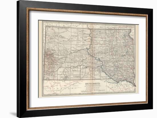 Plate 100. Map of South Dakota. United States-Encyclopaedia Britannica-Framed Art Print