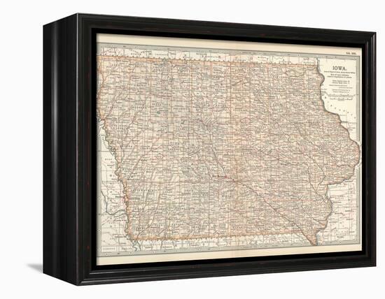 Plate 101. Map of Iowa. United States-Encyclopaedia Britannica-Framed Stretched Canvas