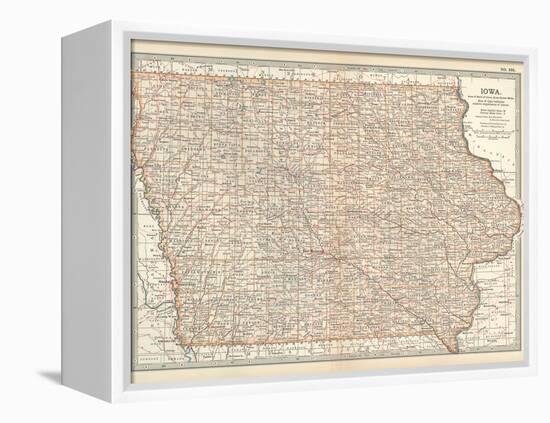 Plate 101. Map of Iowa. United States-Encyclopaedia Britannica-Framed Stretched Canvas