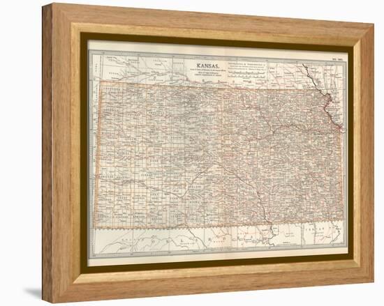 Plate 105. Map of Kansas. United States-Encyclopaedia Britannica-Framed Stretched Canvas