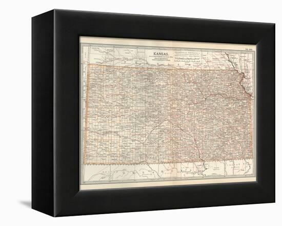 Plate 105. Map of Kansas. United States-Encyclopaedia Britannica-Framed Stretched Canvas