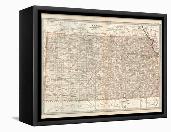 Plate 105. Map of Kansas. United States-Encyclopaedia Britannica-Framed Stretched Canvas