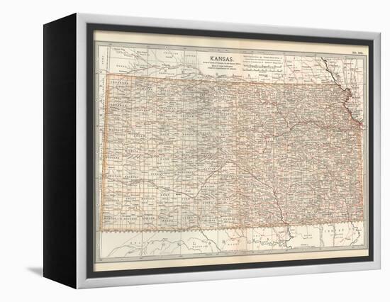 Plate 105. Map of Kansas. United States-Encyclopaedia Britannica-Framed Stretched Canvas