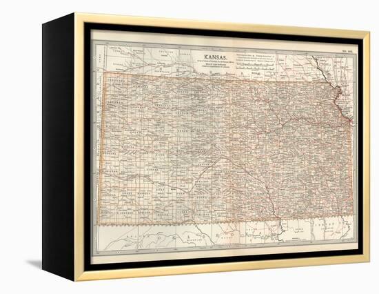 Plate 105. Map of Kansas. United States-Encyclopaedia Britannica-Framed Stretched Canvas