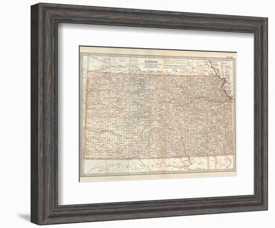 Plate 105. Map of Kansas. United States-Encyclopaedia Britannica-Framed Art Print