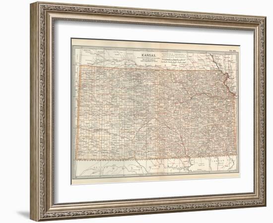 Plate 105. Map of Kansas. United States-Encyclopaedia Britannica-Framed Art Print