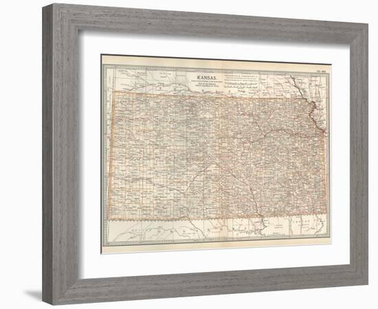 Plate 105. Map of Kansas. United States-Encyclopaedia Britannica-Framed Art Print