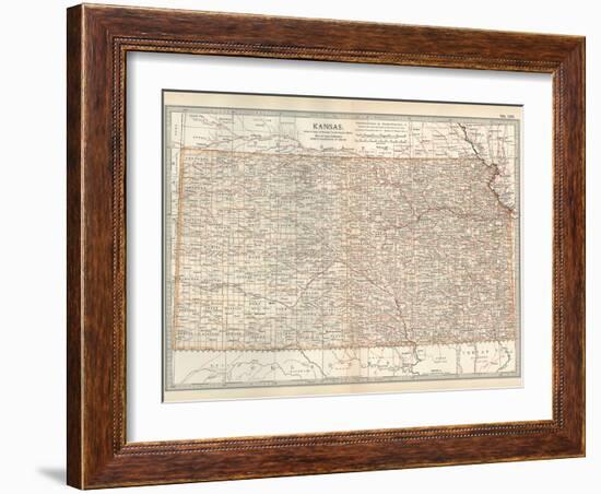 Plate 105. Map of Kansas. United States-Encyclopaedia Britannica-Framed Art Print