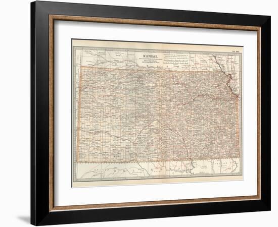 Plate 105. Map of Kansas. United States-Encyclopaedia Britannica-Framed Art Print