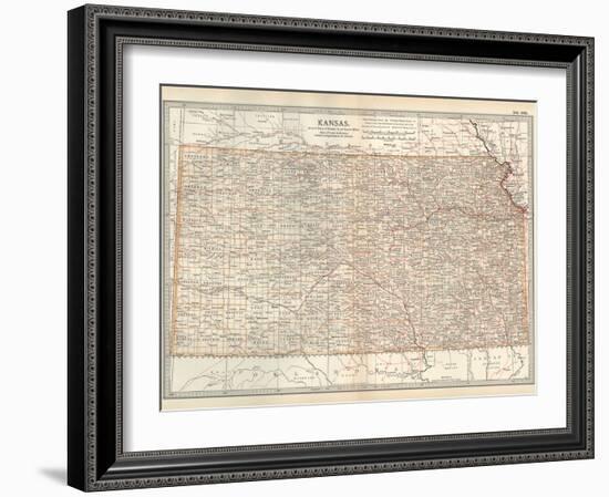 Plate 105. Map of Kansas. United States-Encyclopaedia Britannica-Framed Art Print