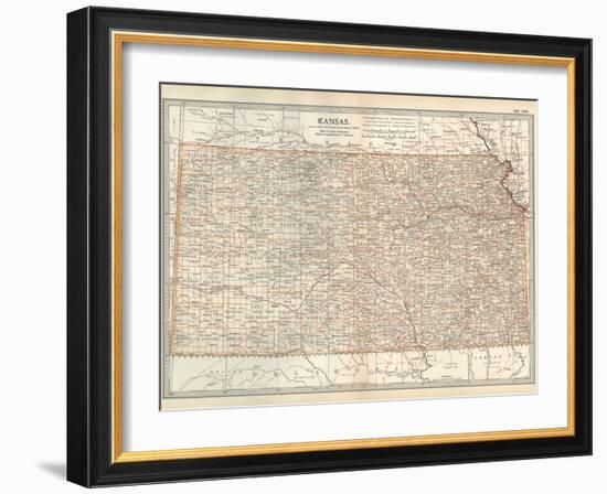 Plate 105. Map of Kansas. United States-Encyclopaedia Britannica-Framed Art Print