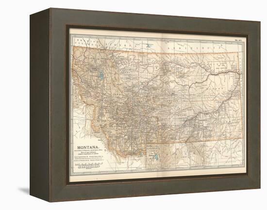 Plate 107. Map of Montana. United States-Encyclopaedia Britannica-Framed Stretched Canvas