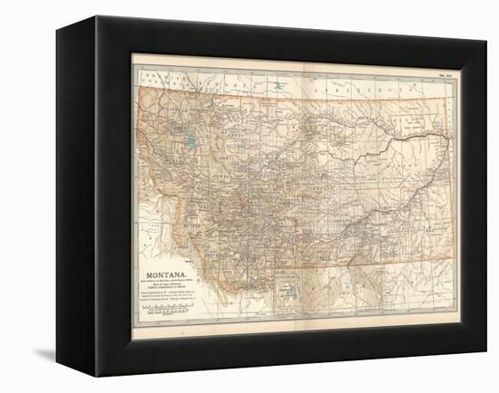 Plate 107. Map of Montana. United States-Encyclopaedia Britannica-Framed Stretched Canvas
