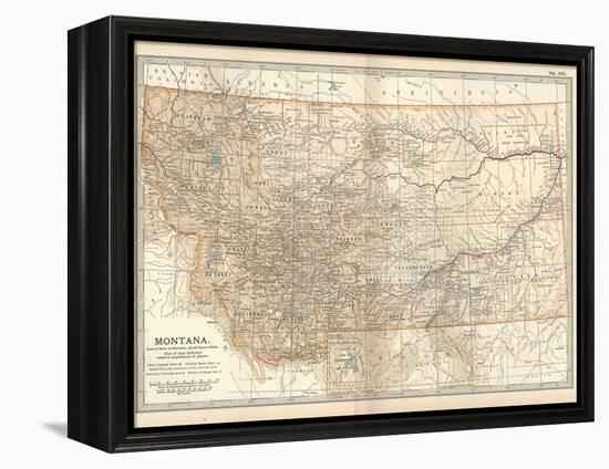 Plate 107. Map of Montana. United States-Encyclopaedia Britannica-Framed Stretched Canvas