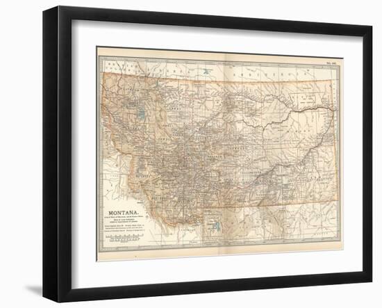 Plate 107. Map of Montana. United States-Encyclopaedia Britannica-Framed Art Print