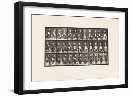 Plate 107. Turning to Ascend Stairs, Bucket of Water & Broom in Hands, 1885 (Collotype on Paper)-Eadweard Muybridge-Framed Giclee Print