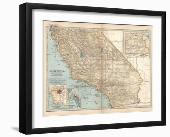 Plate 115. Map of California-Encyclopaedia Britannica-Framed Art Print