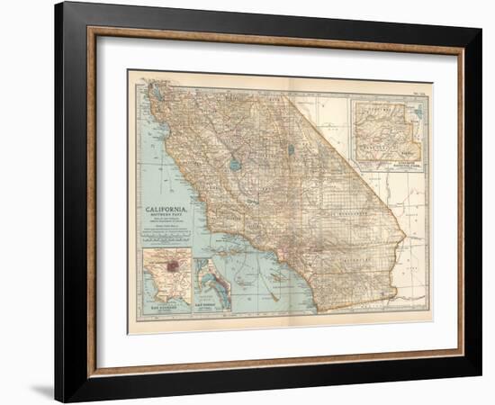 Plate 115. Map of California-Encyclopaedia Britannica-Framed Art Print