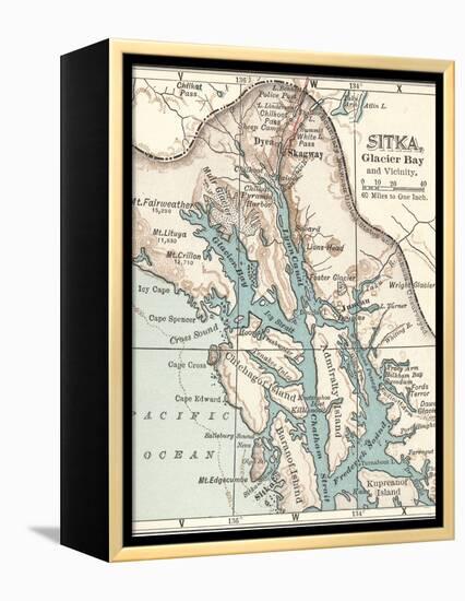 Plate 116. Inset Map of Sitka-Encyclopaedia Britannica-Framed Stretched Canvas