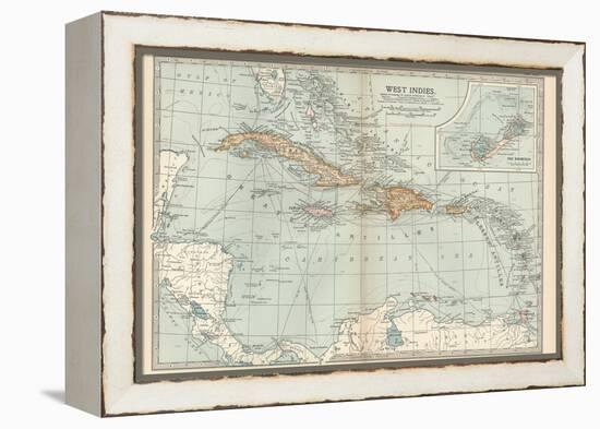 Plate 117. Map of the West Indies. Inset Map of the Berudas-Encyclopaedia Britannica-Framed Stretched Canvas