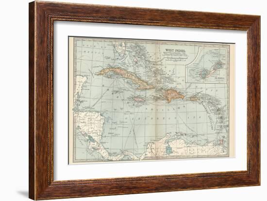 Plate 117. Map of the West Indies. Inset Map of the Berudas-Encyclopaedia Britannica-Framed Premium Giclee Print