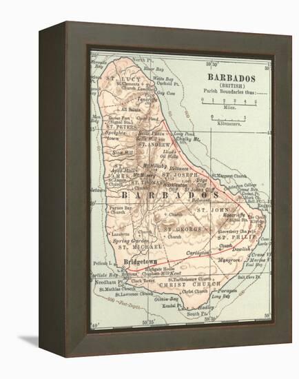 Plate 118. Inset Map of Barbados (British)-Encyclopaedia Britannica-Framed Stretched Canvas