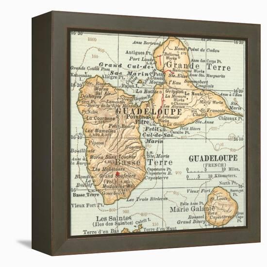 Plate 118. Inset Map of Guadeloupe (French)-Encyclopaedia Britannica-Framed Stretched Canvas