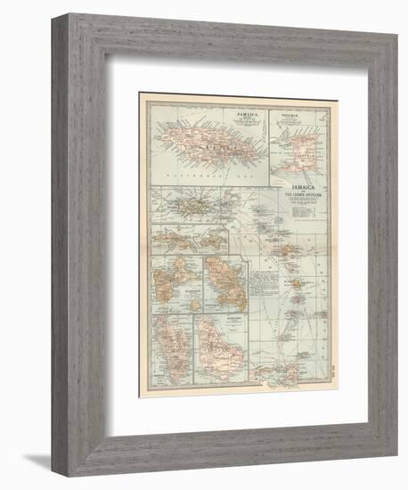 Plate 118. Map of Jamaica and the Lesser Antilles-Encyclopaedia Britannica-Framed Premium Giclee Print