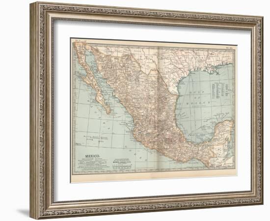Plate 119. Map of Mexico, 1902. Atlas, Maps-Encyclopaedia Britannica-Framed Art Print