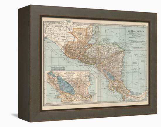 Plate 120. Map of Central America. Guatemala-Encyclopaedia Britannica-Framed Stretched Canvas