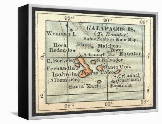 Plate 121. Inset Map of Galapagos Islands-Encyclopaedia Britannica-Framed Stretched Canvas
