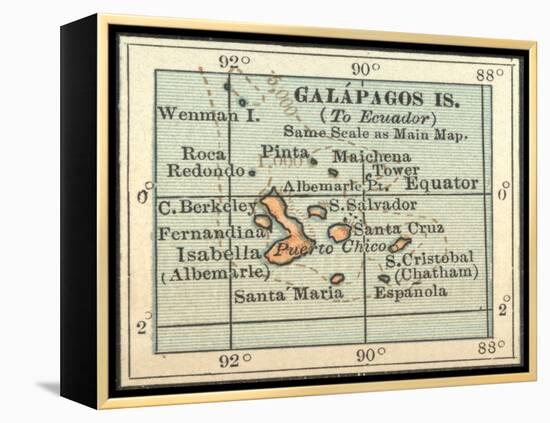 Plate 121. Inset Map of Galapagos Islands-Encyclopaedia Britannica-Framed Stretched Canvas