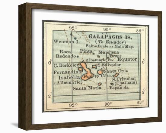 Plate 121. Inset Map of Galapagos Islands-Encyclopaedia Britannica-Framed Art Print