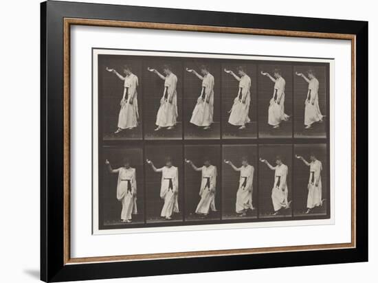 Plate 135.Descending Stairs and Turning Lamp in right Hand, 1885 (Collotype on Paper)-Eadweard Muybridge-Framed Giclee Print