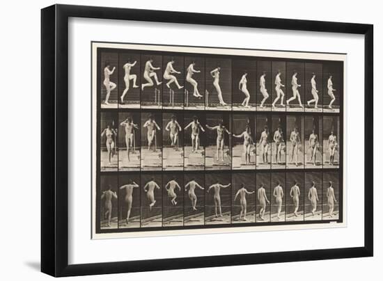 Plate 155. Jumping, Running, Straight High Jump, 1872-85 (Collotype on Paper)-Eadweard Muybridge-Framed Giclee Print