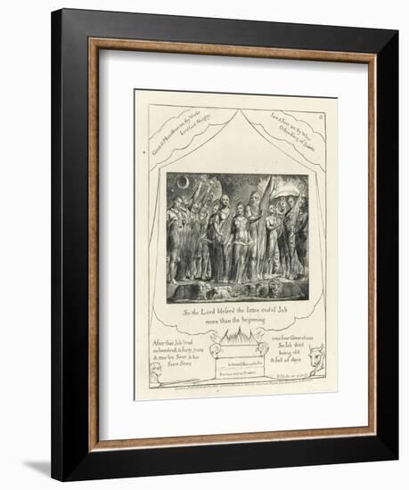 Plate 21, Job and His Wife Restored to Prosperity, Illustration from the 'Book of Job', C.1825-William Blake-Framed Giclee Print