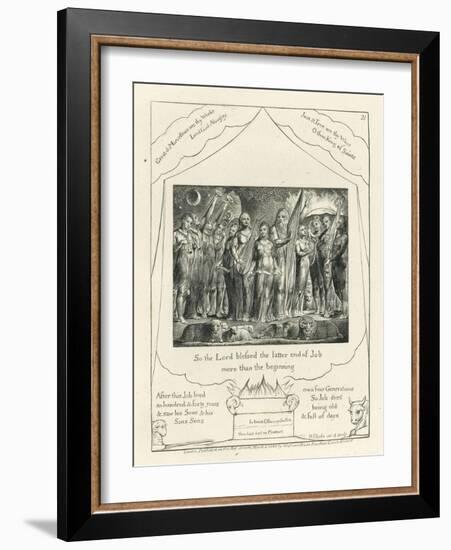Plate 21, Job and His Wife Restored to Prosperity, Illustration from the 'Book of Job', C.1825-William Blake-Framed Giclee Print