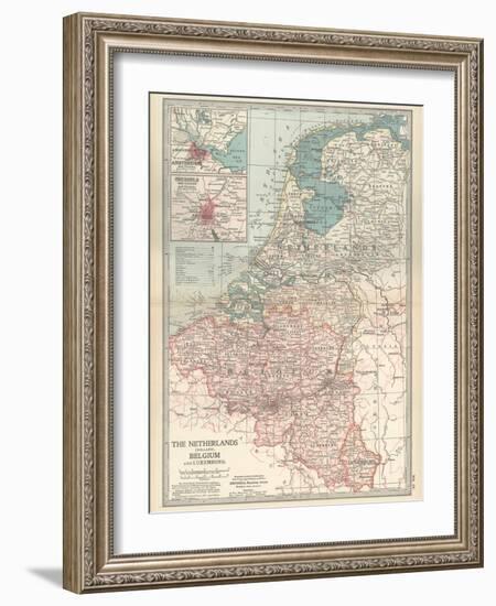 Plate 21. Map of the Netherlands (Holland)-Encyclopaedia Britannica-Framed Art Print