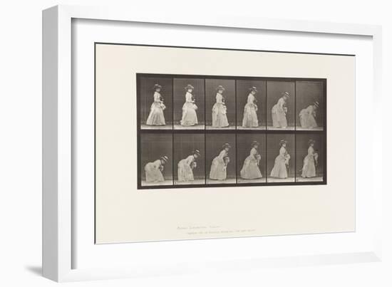 Plate 211.Stooping and Lifting Hand-Kerchief;Parasol in Left Hand, 1885 (Collotype on Paper)-Eadweard Muybridge-Framed Giclee Print