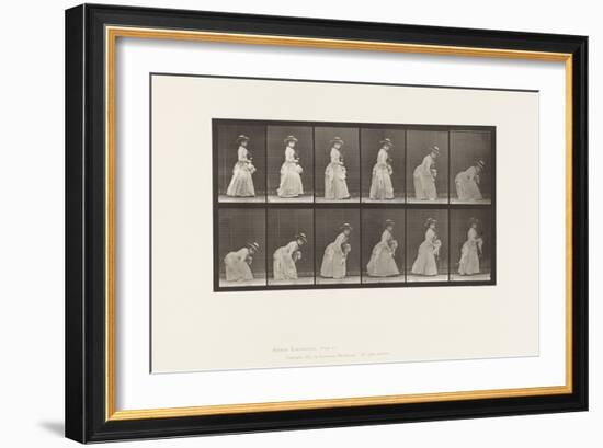 Plate 211.Stooping and Lifting Hand-Kerchief;Parasol in Left Hand, 1885 (Collotype on Paper)-Eadweard Muybridge-Framed Giclee Print