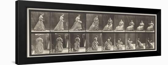 Plate 240. Sitting and Flirting a Fan, 1885 (Collotype on Paper)-Eadweard Muybridge-Framed Giclee Print