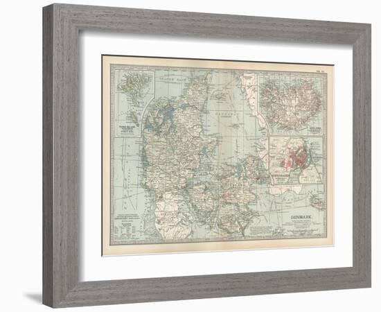 Plate 25. Map of Denmark. Insets of Iceland-Encyclopaedia Britannica-Framed Art Print