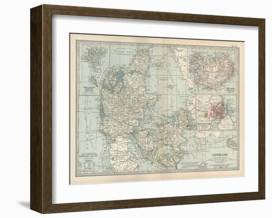 Plate 25. Map of Denmark. Insets of Iceland-Encyclopaedia Britannica-Framed Art Print