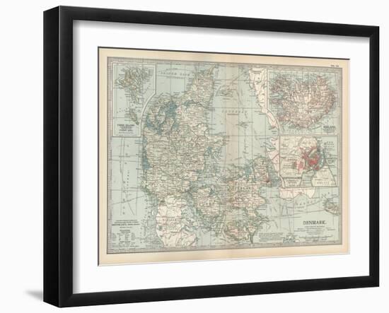 Plate 25. Map of Denmark. Insets of Iceland-Encyclopaedia Britannica-Framed Art Print