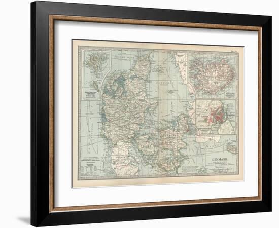 Plate 25. Map of Denmark. Insets of Iceland-Encyclopaedia Britannica-Framed Art Print