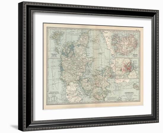 Plate 25. Map of Denmark. Insets of Iceland-Encyclopaedia Britannica-Framed Art Print